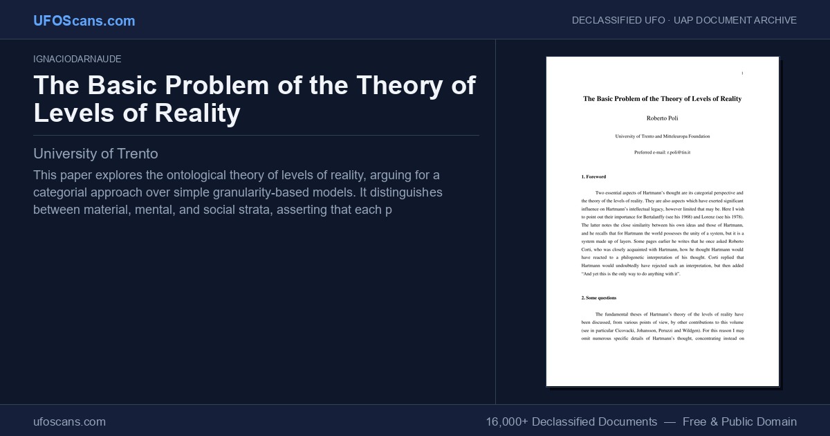The Basic Problem of the Theory of Levels of Reality | UFOScans.com